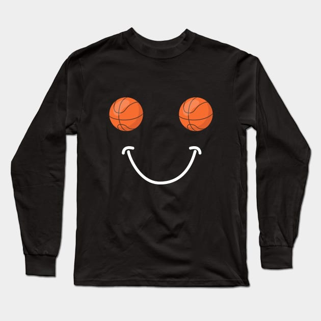 Basketball - Basketball Happy Face Long Sleeve T-Shirt by Kudostees